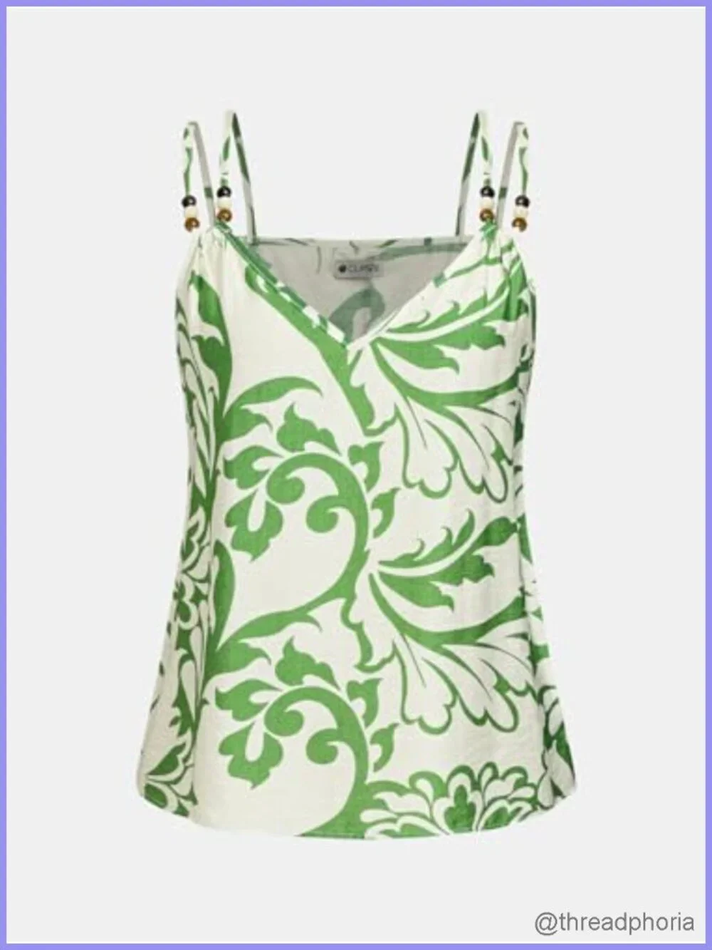 Women's Printed Cami Top V-Neck Spaghetti Strap Adjustable Straps Loose Fit